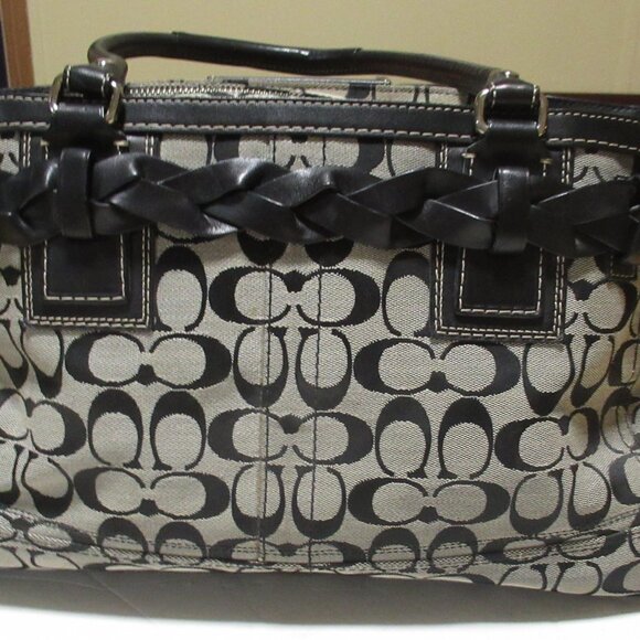 COACH Hampton black signature carryall satchel braided - Picture 3 of 14